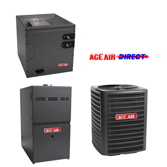 Ace Air 1.5 Ton 15.2 SEER2 80% AFUE 40,000 BTU Furnace & A/C System-R32 Upflow/Horizontal | AAD-GLXS5BA1810A-GR9S800403ANA-CAPTA1818A3A