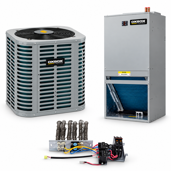 Oxbox By Trane 1.5 Ton 14.3 SEER2 R454B Air Conditioner Split System w/ Front Return Wall Hung | J5AC5018A1000AA-5JMM4A0A24S21SA-5JAYHTR1J05BKA